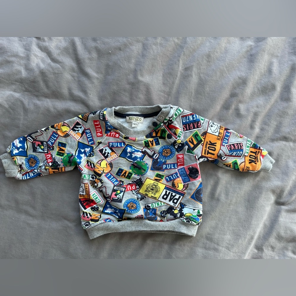 Kenzo Kids Multicolor Logo Patchwork Sweatshirt - Gray Base